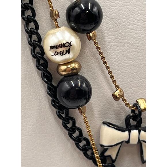 Betsey Johnson Triple Lip Kiss Pearl Polka Dot Heart Charm First‎ Date Necklace - Picture 4 of 12